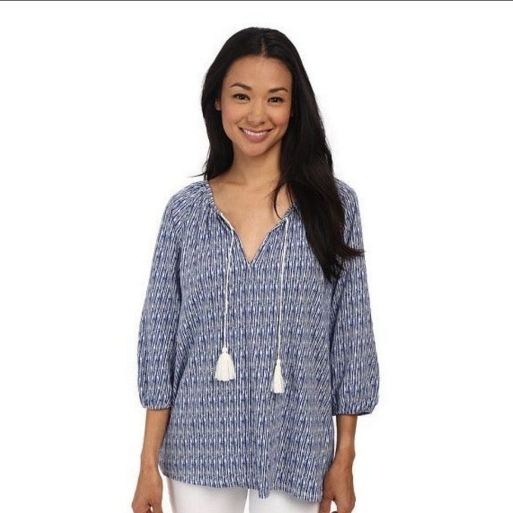 Soft Joie Legaspi Blouse Boho Tassel Peasant Top